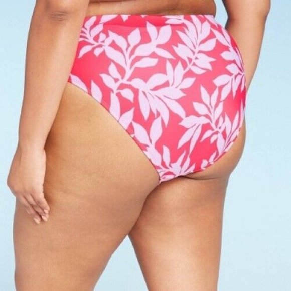 Women's Plus Size Hipster Bikini Bottom Medium Coverage Red Floral 3XL 24W/26W - Picture 2 of 9